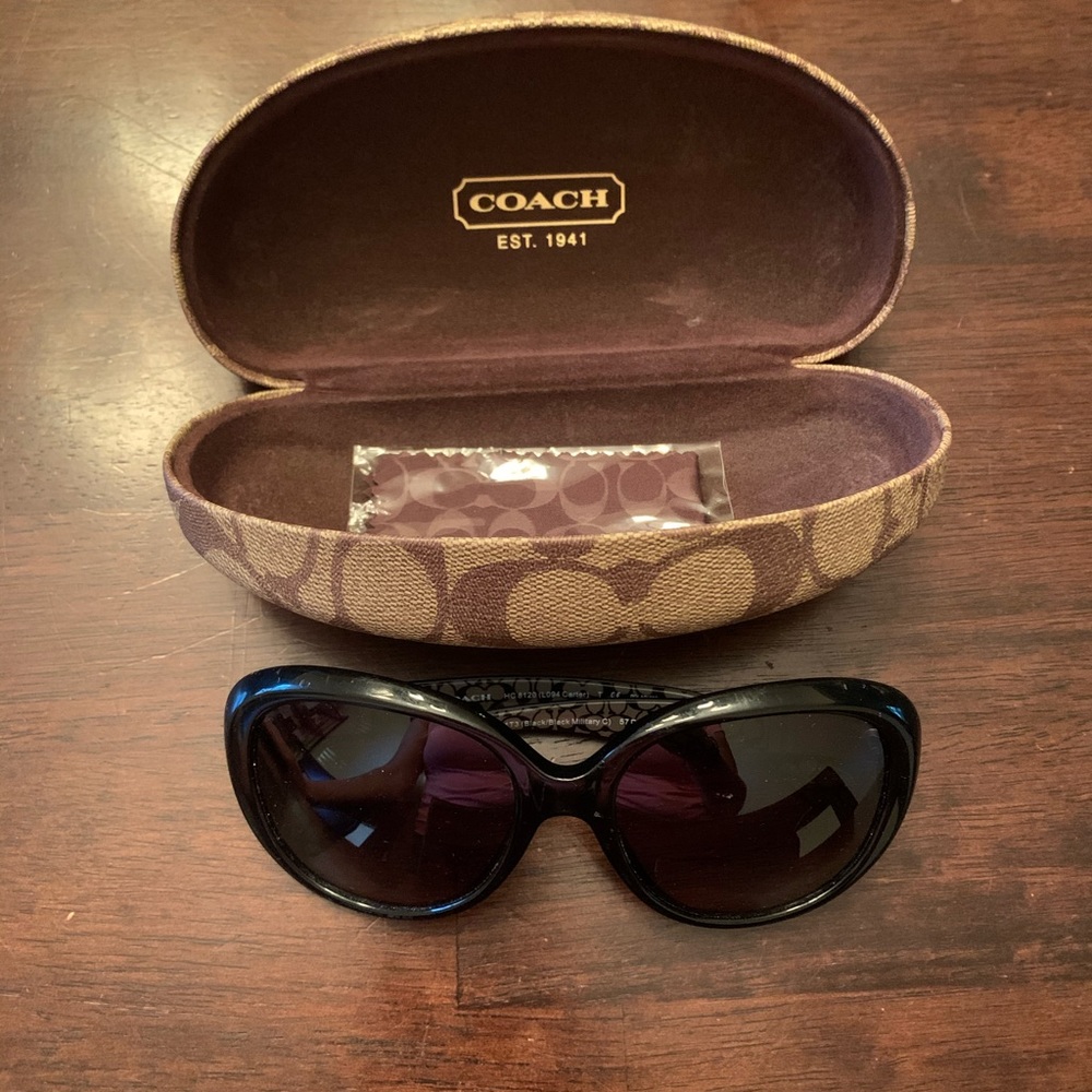 Coach sunglasses with coach case and wipe